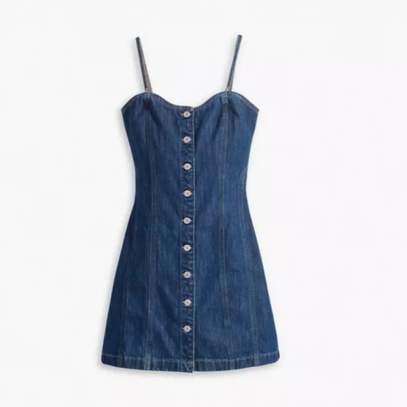 Levi's Dresses & Skirts - Levi's Malene bustier  button front denim dress Sz S NWT